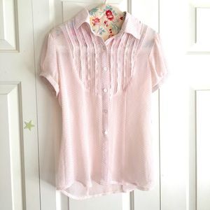 COPY - Short Sleeves Pink and White polka dot blouse